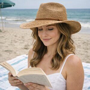 Brixton Straw Fedora Hat Adjustable Rope Band Natural NWT